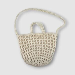 Madewell Crochet Net Shoulder Bag – Natural Woven Cotton Crossbody Tote
